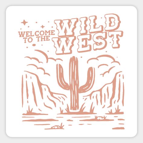 This design features a cute desert illustration and typography "welcome to the wild west" for western look, perfect for anyone who loves a western or southern vibes or anyone who loves cactus and cowboys. Maybe you just love western themed items, maybe you just love deserts, either way this will become your new favorite design to wear. -- Choose from our vast selection of magnets to match with your desired size to make the perfect custom magnet. Pick your favorite: Movies, TV Shows, Art, and so Welcome To The Wild West, Western Wanted Poster, Western Lettering, Retro Western Aesthetic, Western Typography, Western Stickers, Cute Desert, Desert Illustration, Cowboy Pattern