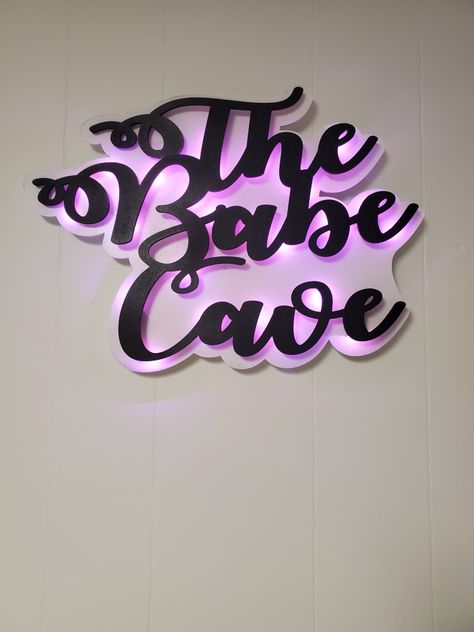 Pink Woman Cave Ideas, Light Up Wall Signs, Lady Lounge Ideas, Beauty Room Neon Sign, Woman Cave Ideas Small, Babe Cave Ideas Small Spaces, Women Cave Room Ideas, Girl Cave Ideas Small Spaces, Woman Cave Diva Den