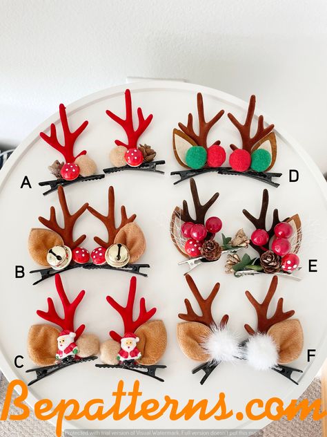 Home decor Christmas decoration ideas - indoor living room designs - 35+ ideas - free for beginners Christmas Clips Hair, Reindeer Hair Clip, Christmas Accessories Hair, Diy Christmas Hair Accessories, Diy Christmas Accessories, Christmas Hair Bows Diy, Diy Hair Elastics, Baby Deer Costume, Christmas Front Porch Decor Ideas