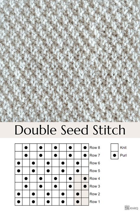 How to knit the double seed stitch. Just the right amount of texture for your knitting projects. #knittingstitches #doubleseedstitch Seed Knitting Stiches, Knitting Seed Stitch Pattern, Knitting Seed Stitch, Linen Stitch Projects, Seed Stitch Knitting Pattern, Double Seed Stitch Knitting, Knitting Moss Stitch, Pearl Knit Stitch, How To Pearl Stitch Knitting