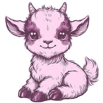 Goat Art Cute, Cute Goat Art, Goat Illustration, Happy Goat, Cute Goat, Goat Art, Baby Goat, Cute Goats, Baby Stickers