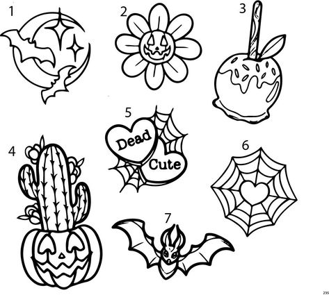 Plur Tattoo Rave, Spooky Designs Drawing, Corpse Bride Tattoo Stencil, Simple Flash Tattoo Designs, Simple Halloween Tattoo Flash, Easy Flash Tattoo Designs, Halloween Art Inspiration, Halloween Flower Tattoo, Diy Tattoo Stencil