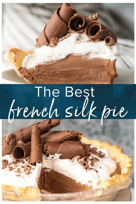 French Silk Pie is my all-time favorite pie recipe. This Chocolate Silk Pie is an easy version of a classic holiday favorite. We love this French Silk Pie at Thanksgiving, Christmas, Easter, my birthday, and every day in between. It tastes like chocolate mousse in pie form. Utterly decadent and delicious! Best French Silk Pie Recipe EVER! #thecookierookie #frenchsilkpie #pie #holidayrecipes #pie #dessertrecipes Chocolate Silk Pie Recipe, French Silk Pie Recipe, French Pie, Silk Pie Recipe, Chocolate Silk Pie, Nutella Cookie, French Silk Pie, Favorite Pie Recipes, Silk Pie