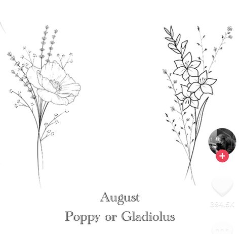 Poppy And Gladiolus Flower Tattoo, Gladiolus And Poppy Flower Tattoo, Poppy And Gladiolus Tattoo, Gladiolus Tattoo Simple, Gladiolas Tattoo, August Flower Tattoo, Aaa Tattoo, Gladiolus Flower Tattoos, Gladiolus Tattoo