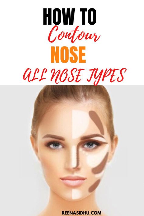 How to contour every nose typenose contour contouring Contouring and Highlighting how to nose contour How To Contour Nose, Bronzer Tips, Nose Profile, Contour Nose, Contouring Tips, Contouring Techniques, Nose Types, Nose Contour, How To Contour