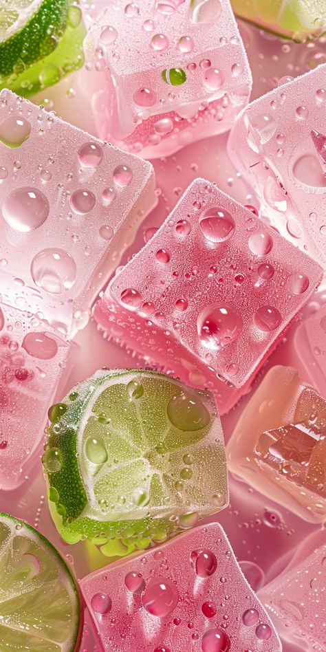 #GummyBearIceCubes #Pink #Green #LimeSlice #WaterDroplets #PastelHues #HighResolution #Candy-themedWallpaper #1:2AspectRatio #TheCandie Soft And Sweet Aesthetic, Gummy Bear Background, Candy Wallpaper Aesthetic, Soft Pastel Wallpaper, Pink Gummy Bears, Essence Wallpaper, Wallpaper Candy, Pink And Green Background, Ice Background