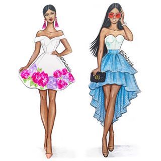 Summer outfit: Left 🌺 or Right 🌊??? #outfitideas #outfitinspiration#fashionart #instafashion #fashionsketch #lenasoafrican #summer #summertime #summeroutfit #summerfashion Spring Outfits Drawing, Sumer Style, Drawing Summer, Outfits Drawing, Fashion Model Sketch, Designer Summer Dresses, Fashion Drawings, Dress Design Drawing, Fashion Illustration Sketches Dresses