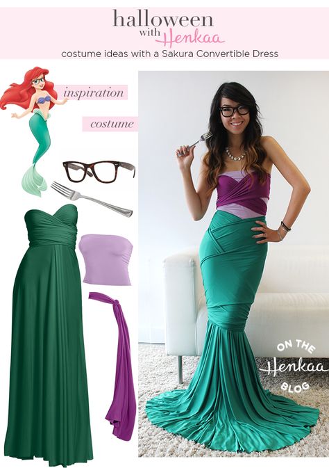 ALINA Hipster Ariel Costume - Get your Halloween costume inspiration and learn how creative you can get with a convertible dress! #henkaaween Hipster Ariel, Ariel Costume, Ariel Costumes, Costume Carnaval, Little Mermaid Costume, Hallowen Costume, Diy Kostüm, Mode Costume, Convertible Dress