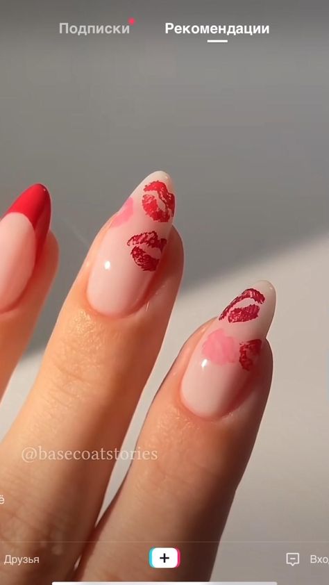 March Nails Aesthetic, Nails Lips Design, How To Paint Roses On Nails, How To Do Heart Nails, Kissy Lip Nails, Lips Nail Design, How To Do Heart On Nails, Easy Nail Polish Designs For Beginners, How To Put Stickers On Nails