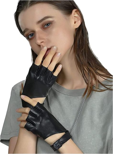 FIORETTO Womens Unlined Fingerless Sheepskin Leather Gloves for Driving Motorcycle Cognac Small at Amazon Women’s Clothing store Fingerless Gloves Aesthetic, Punk Gloves, Driving Gloves Women's, Driving Motorcycle, Gloves Aesthetic, Fingerless Leather Gloves, Leather Fingerless Gloves, Half Gloves, Half Finger Gloves