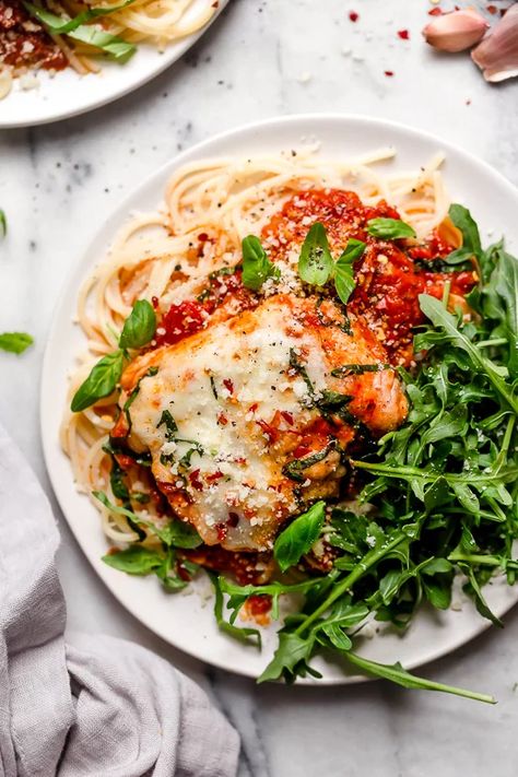 Quick And Easy Chicken Parmesan, Fish Florentine, Instant Pot Meal Prep, Chicken Parmesan Recipe Baked, Low Carb Chicken Parmesan, Skinnytaste Recipes, Baked Chicken Parmesan, Crustless Quiche, Skinny Taste Recipes