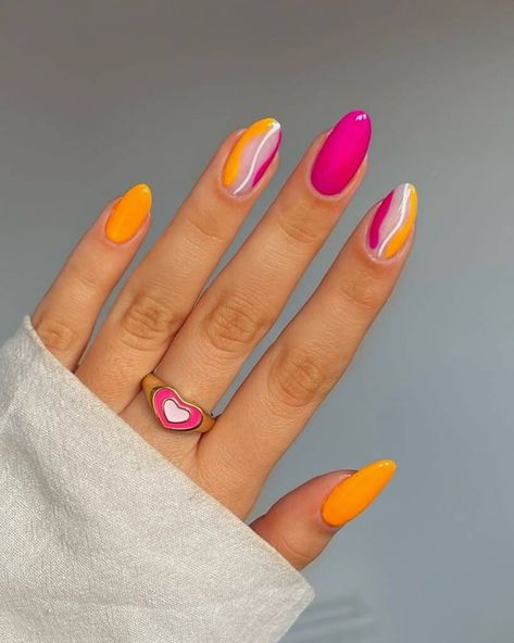 Spring Break Nails Acrylic, Swirl Nails, Spring Break Nails, Watermelon Nails, Bright Summer Nails, Broken Nails, Colorful Nails, Cute Summer Nails, Summer Nails Colors