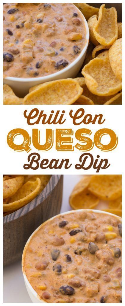 Chili con queso bean dip Queso Bean Dip Recipes, Bean And Queso Dip, Chilli Bean Dip, Bean Queso Dip, Queso Bean Dip, Chili Bean Dip, Chili Con Queso Dip, Queso Dips, Con Queso Recipe