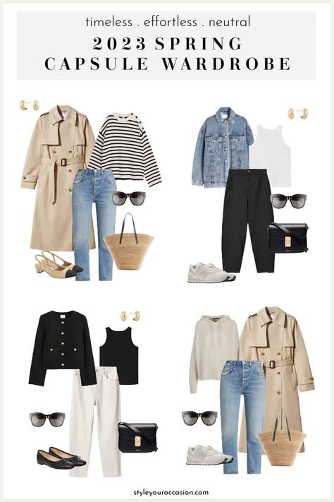 Spring Outfit Capsule, Outfit Capsule, Spring Basics, Basics Wardrobe, Capsule Wardrobe Casual, Capsule Wardrobe Women, Simple Spring Outfits, Neutral T Shirts, Spring Summer Capsule Wardrobe