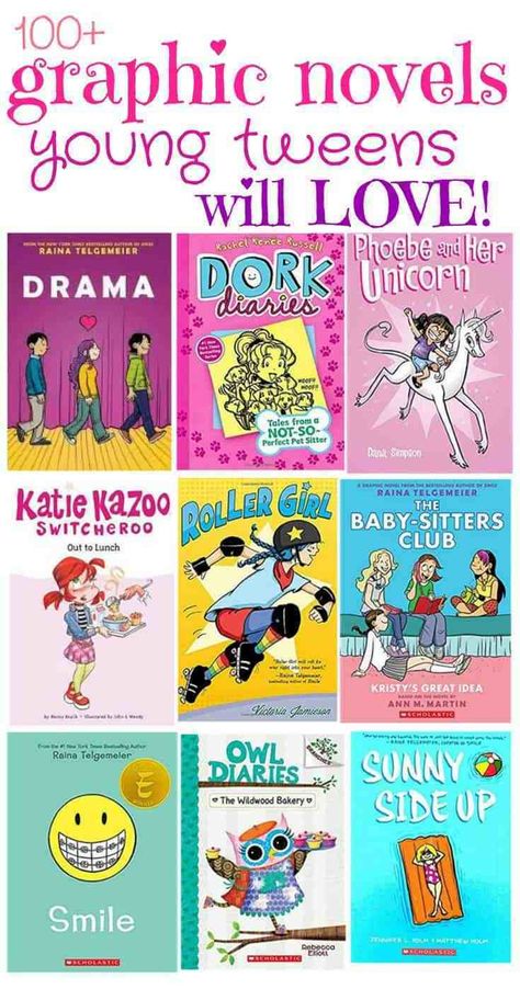 Books for Young Tweens - illustrated, comic style, graphic novels | The How To Mom Audio Books For Kids, Middle School Books, Dork Diaries, Parenting Preteens, Middle Grade Books, Anime Book, Children's Literature, Chapter Books, Famous Books