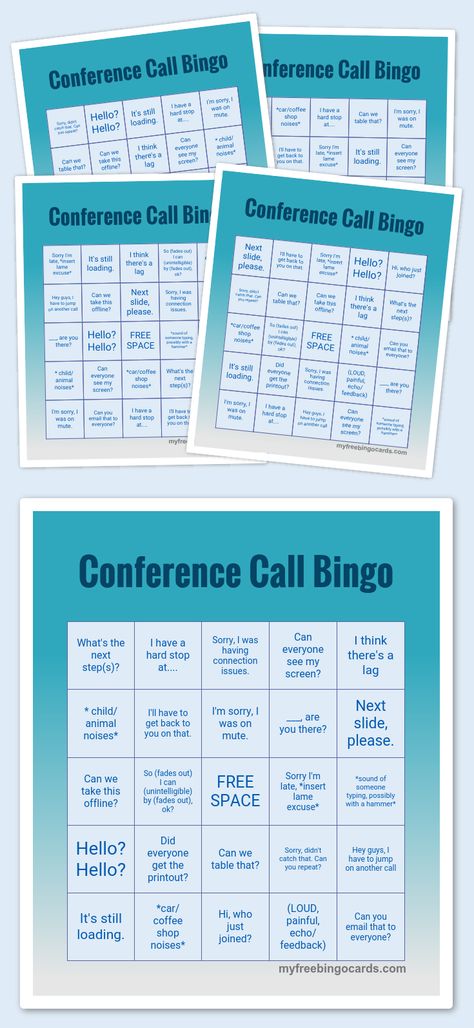 Conference Call Bingo Journal Bingo, Fitness Bingo, Team Meeting Ideas, Conference Call Bingo, Bingo Cards To Print, Bingo Ideas, Bingo Challenge, Free Printable Bingo Cards, Free Bingo Cards