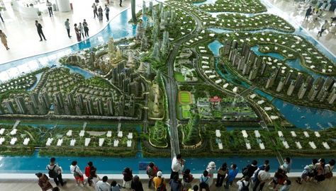 How China’s overseas property dream turned into a nightmare  (The massive Forest City sales centre in Johor, Malaysia.) Forest City Malaysia, Artificial Island, Urban Design Concept, City Planner, Forest City, Cityscape Art, Urban Area, City Buildings, Green Space