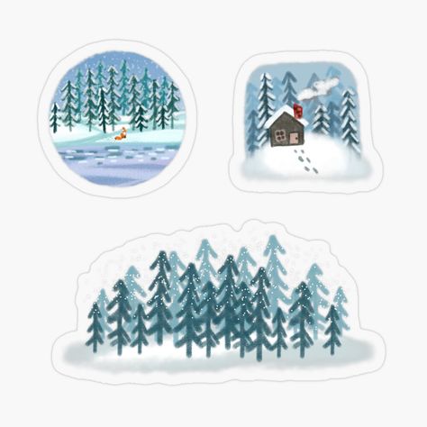 Winter Journal Stickers, Winter Digital Stickers, Winter Stickers Printable, Winter Stickers Aesthetic, Ipad Journaling, Bullet Journal On Ipad, Forest Stickers, Sticker Luggage, Winter Stickers