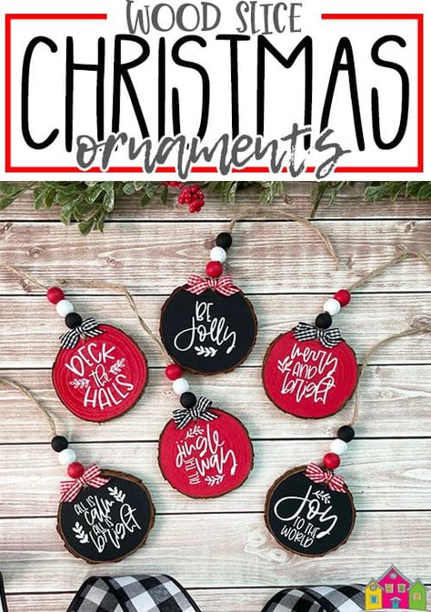 Wood Coaster Christmas Ornaments, Xmas Wood Ornaments, Wood Disc Ornaments Cricut, How To Make Wood Slice Ornaments, Diy Ornaments For Adults, Wood Circle Ornaments Cricut, Christmas Ornament Fundraiser, Metal Christmas Ornaments Diy, Circut Xmas Ornaments