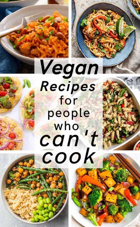 Even if you’re not much of a cook, vegan food can be quick and easy to make. With a handful of easy vegan recipes under your belt, you’ll be on your way to making healthy, economical meals every day of the week! Vegan Meal Train Ideas, Simple Vegan Lunch Ideas, Vegan Supper Ideas, Lazy Vegan Meals, Economical Meals, Vegetarian Fajitas, Training Food, Cheap Vegan Meals, Paleo Vegetarian