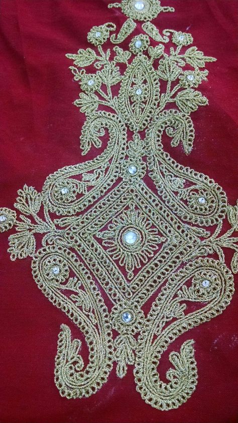 Marrori Work Dori Work Embroidery, Dori Work, Modern Folk, Zardozi Embroidery, Geometrical Design, Fabric Embellishment, Redwork Embroidery, Bridal Gloves, Bead Embroidery Patterns