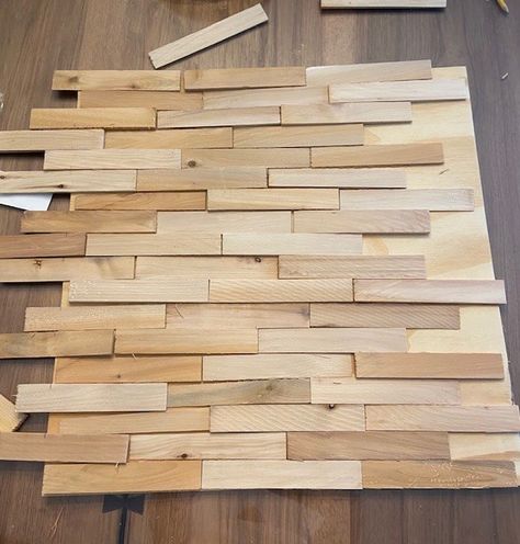 Wood Shim Backsplash, Shadow Box Ideas Shark Teeth, Shims Wall Art, Framed Wood Art, Wood Shim Projects, Wood Shim Wall Art, Shim Wall Art, Wood Shim Wall, Scrap Wood Wall Art