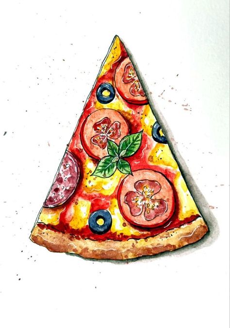 Creating A Capsule Wardrobe, Pizza Drawing, Wardrobe Revamp, Food Art Painting, Copic Marker Art, Pizza Art, Food Illustration Art, Casual Sundress, Food Painting