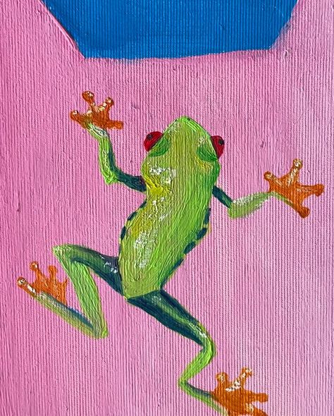 Meeting the Frog 🐸 (-For Sale) . . . . . . 30x40 oilpainting . . . . . . . . #art #frog #artist #paint #oilpainting #acrylicpainting #artwork #artcollector #artgallery #drawing #colorfulart Abstract Frog Paintings, Frog Oil Pastel, How To Paint A Frog, Frog Painting Acrylic Easy, Easy Frog Painting, Frog Painting Ideas, Frog Painting Easy, Frog Painting, Snake Painting