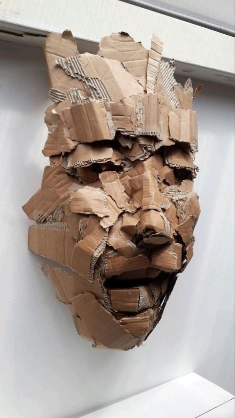 Kule Ting, Cardboard Mask, Gcse Art Sketchbook, Cardboard Sculpture, Trash Art, Layered Art, Alberto Giacometti, Seni 3d, Cardboard Art