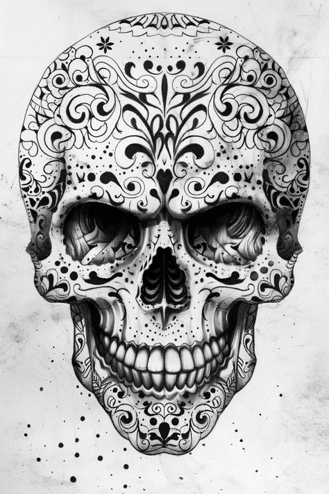 "Smiling Skull Tattoo" presents a unique vision with DOTTED LINES adorning the skull's bones. This artistic portrayal captures the essence of the skull motif in a fresh and creative way. Experience the fusion of art and anatomy as each line brings the skull to life with personality and charm. Elevate your tattoo collection with this captivating design. 😊💀 #smiling #skull #tattoo #dotted #bones #artistic Mandala Skull Tattoo Design, Skull Mandala Tattoo, Mad Drawing, Black And Grey Skull Tattoos, Geometric Tattoo Skull, Maa Tattoo Designs, Small Skull Tattoo, Smiling Skull, Harley Davidson Tattoos