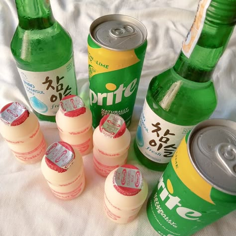 Yakult, soju, sprite, korean drink