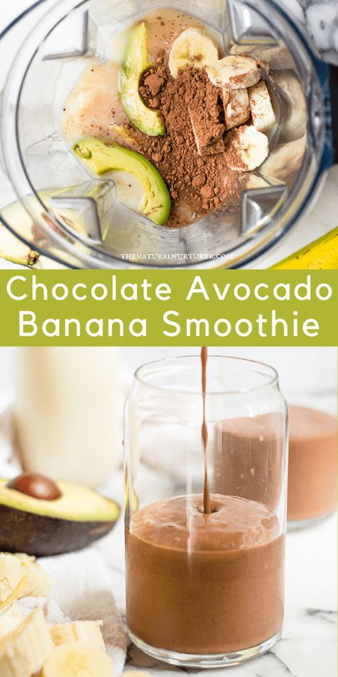 Homemade Smoothies Recipes, Avocado Banana Smoothie, Chocolate Smoothie Recipes, Chocolate Banana Smoothie, Resep Diet Sehat, Homemade Smoothies, Chocolate Avocado, Banana Smoothie Recipe, Avocado Chocolate