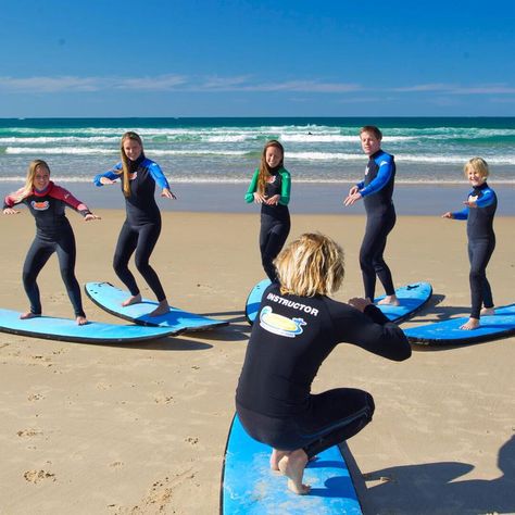 Learn to surf at Anglesea on the Great Ocean Road in Victoria. The sheltered safe beaches of this charming small coastal town make for a great place to learn to surf. The conditions at Anglesea are ideal for beginners and you'll learn to surf in waist deep water with fully qualified surf instructors who are also surf life savers. Soft beginner surf board and wetsuit are included. Surf Beginner, Surf Pictures, Beach Breakfast, Surf Instructor, Rocket Power, 2024 Goals, Southern Ocean, Surf Camp, Great Ocean Road