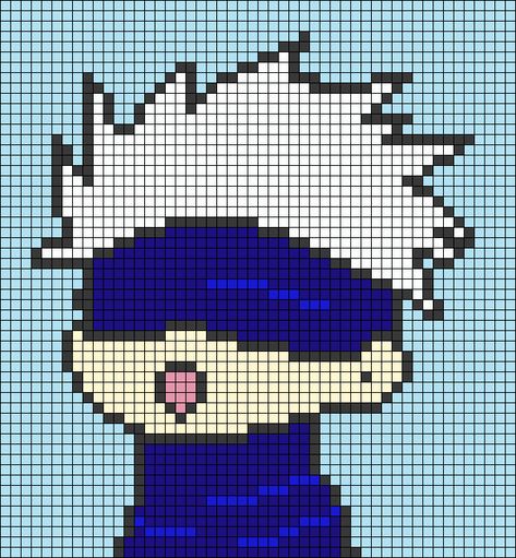 Alpha pattern #123642 | BraceletBook Pixelated Art Easy, Anime Pattern Design, Pixel Crochet Pattern Anime, Gojo Satoru Pixel Art Grid, Pixel Art Pattern Anime Easy, Anime Crochet Graph, Aesthetic Pixel Art Grid, Crochet Alpha Pattern Anime, Pixel Art Templates Anime