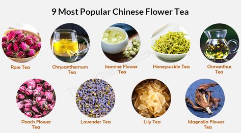 Flower Tea Benefits, Flower Tea Recipe, Infus Water, Jasmine Flower Tea, Chinese Herbal Tea, Tea Flavors, Chrysanthemum Tea, Dried Orange Peel, Tea History