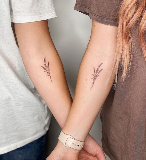 Pair Tattoos, Matching Bff Tattoos, Virgo Tattoo Designs, Cousin Tattoos, Small Sister Tattoos, Matching Friend Tattoos, Matching Best Friend Tattoos, Bestie Tattoo, Lavender Tattoo