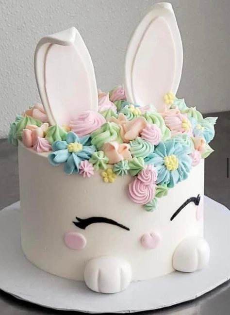 Rabbit Birthday Cake, Bunny Birthday Cake, Second Birthday Cakes, Rabbit Birthday, Rabbit Cake, Bunny Party, Bunny Birthday, Bunny Cake, Easter Dessert