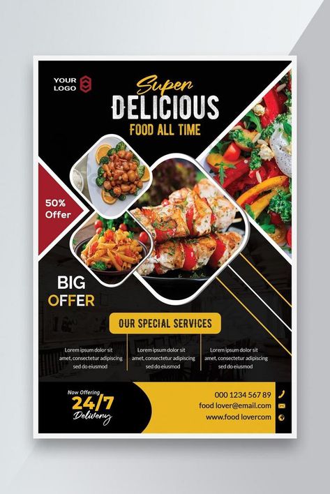 Super Delicious Resturant Food Flyer Design#pikbest# Food Sale Flyer, Brochure Food, Menue Design, Restaurant Poster, Menu Flyer, Restaurant Flyer, 광고 디자인, Food Banner, Food Menu Design