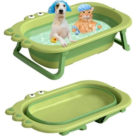 Hamiledyi Multipurpose Collapsible Pet Bathtub is perfect for pet grooming and bathing, as well as washing clothes, shoes, and other articles. Color: Green. Portable Dog Washing Station, Dog Yards, Dog Hair Vacuum, Cat Bathing, Dog Bath Tub, Dog Grooming Tubs, Pet Store Ideas, Travel Cat, Cat Wash