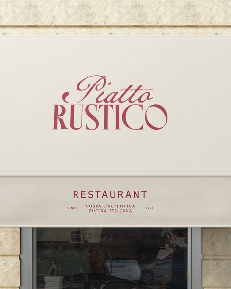 Introducing the branding design for Piatto Rustico, an Italian restaurant. 🤍 At Designs by Gabi, we create bespoke, delightful, memorable visual identity designs that truly represent your business values and connect with high-end customers. If you're ready to LEVEL UP inquiry from the link in bio! Let's create a brand identity you'll be proud of! . . . #restaurant #italianfood #italianstyle #italianrestaurant #restaurantlogo #restaurantbranding #briefclub #foodbranding #brandingreels #lu... Logo Design Ideas Restaurant, Bistro Branding Design, Restaurant Menu Layout, Italian Retro Design, Restaurant Design Branding, Branding Design Restaurant, Vintage Restaurant Aesthetic, Premium Graphic Design, Italian Branding Design