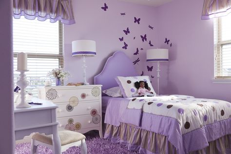 Choosing the colour and style for your home is a very personal decision and your bedroom is no exception. Your bedroom is somewhere that you want to b... | Traditional Purple Themed Bedroom for Kids #PurpleBedroom #Bedroom #PurpleWall Purple Kids Bedroom, Purple Themed Bedroom, Traditional Kids Bedroom, Purple Bedroom Design, Purple Girls Bedroom, Purple Bedroom Decor, Purple Room Decor, Bedroom Purple, Purple Room