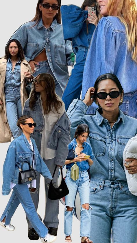 Denim On Denim Summer Outfit, Canadian Tuxedo Women Double Denim, Double Denim Outfit Women, Denim On Denim Outfit Summer, Denim Bachelorette, Canadian Tuxedo Women, Denim Outfit Women, Summer Denim Outfits, Double Denim Outfit