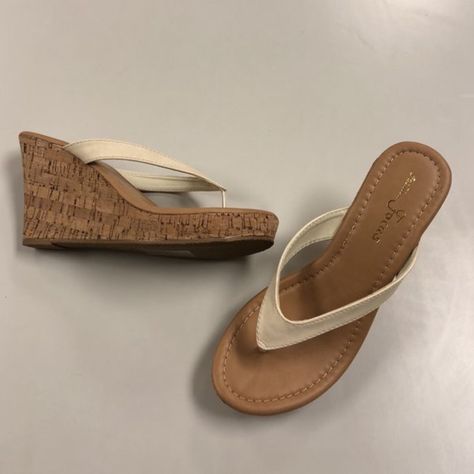 Brand New Pair Of Wedge Sandals From Fashion Focus With 4" Heel And 1” Platform Wedge Heels Outfit, Beach Heels, Y2k Sandals, Platform Sandals Outfit, Sandals Aesthetic, White Wedge Shoes, Low Sandals, Blue Wedge Heels, Fancy Clothing