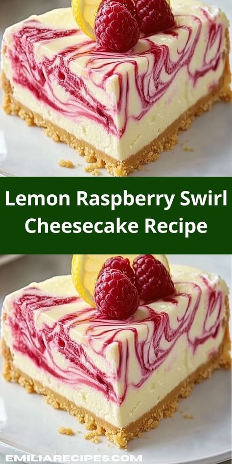 Searching for a unique cheesecake recipe? This Lemon Raspberry Swirl Cheesecake is a delightful blend of flavors that will elevate your dessert game. Easy to make, it's a family-friendly dessert everyone will enjoy after dinner. Easy Raspberry Cheesecake, Raspberry Lemon Cheesecake, Unique Recipes Desserts, Lemon Raspberry Cheesecake, Raspberry Swirl Cheesecake, Swirl Cheesecake, Quick Dessert Recipes, Refreshing Desserts, Unique Desserts