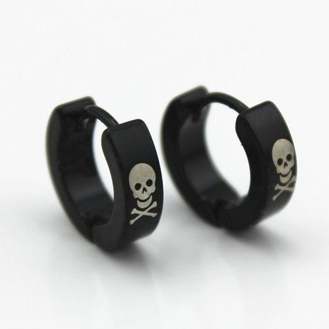 Anting Manik, Mens Earrings Studs, Skull Accessories, Gothic Earrings, Black Skull, Skull Jewelry, Black Skulls, Skull Earrings, Earring Patterns