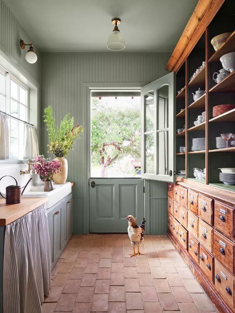 24 Mudroom Ideas To Make Your Storage Space A Showpiece Dutch Doors Exterior, Clay Imports, Pantry Shelving, Patio Flooring, Dutch Door, Brick Flooring, Interior Floor, Fireplace Surrounds, Bathroom Flooring