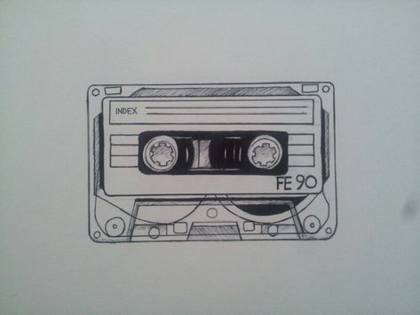 Cassette tape tattoo design Cassette Tape Tattoo, Cassette Tattoo, Tape Tattoo, Cassette Tape Art, O Tattoo, Music Tattoo Designs, Tape Art, 흑백 그림, Music Tattoo