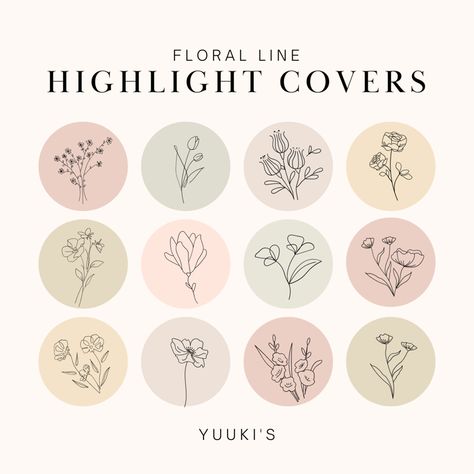 12 Floral Line｜Instagram Highlight Covers｜Instagram Story Icon Highlight Covers Instagram Simple, Insta Highlight Cover Aesthetic Vintage, Flower Highlight Covers, Instagram Highlight Covers Flowers, Flower Instagram Highlight Covers, Floral Highlight Covers, Floral Instagram Highlight Covers, Instagram Story Icon, Line Instagram