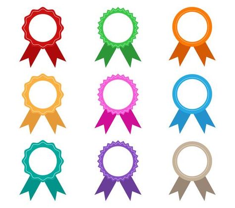 Collection of colorful award ribbons vector set isolated on white background - Vector illustration Blurry Lights, Abc Patterns, Award Ribbons, Badge Icon, Business Vector Illustration, Smile Images, Colorful Frames, Butterflies Flying, Learning Colors