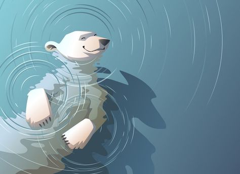 Polar Bear Drawing, Polar Bear Illustration, Water Illustration, Výtvarné Reference, Winter Illustration, 강아지 그림, Bear Illustration, Arctic Animals, Bear Art